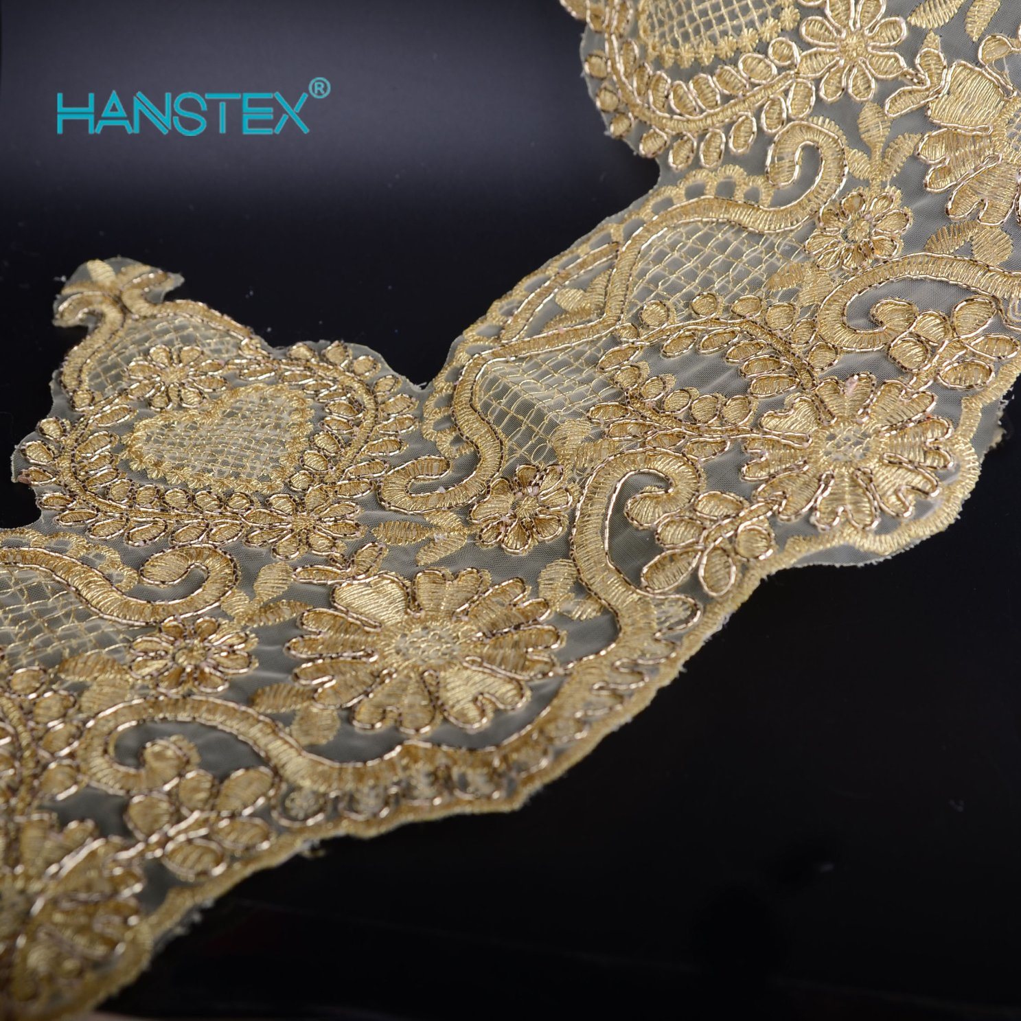 Hans Hot Selling Premium Quality New Design Embroidery Lace on Organza