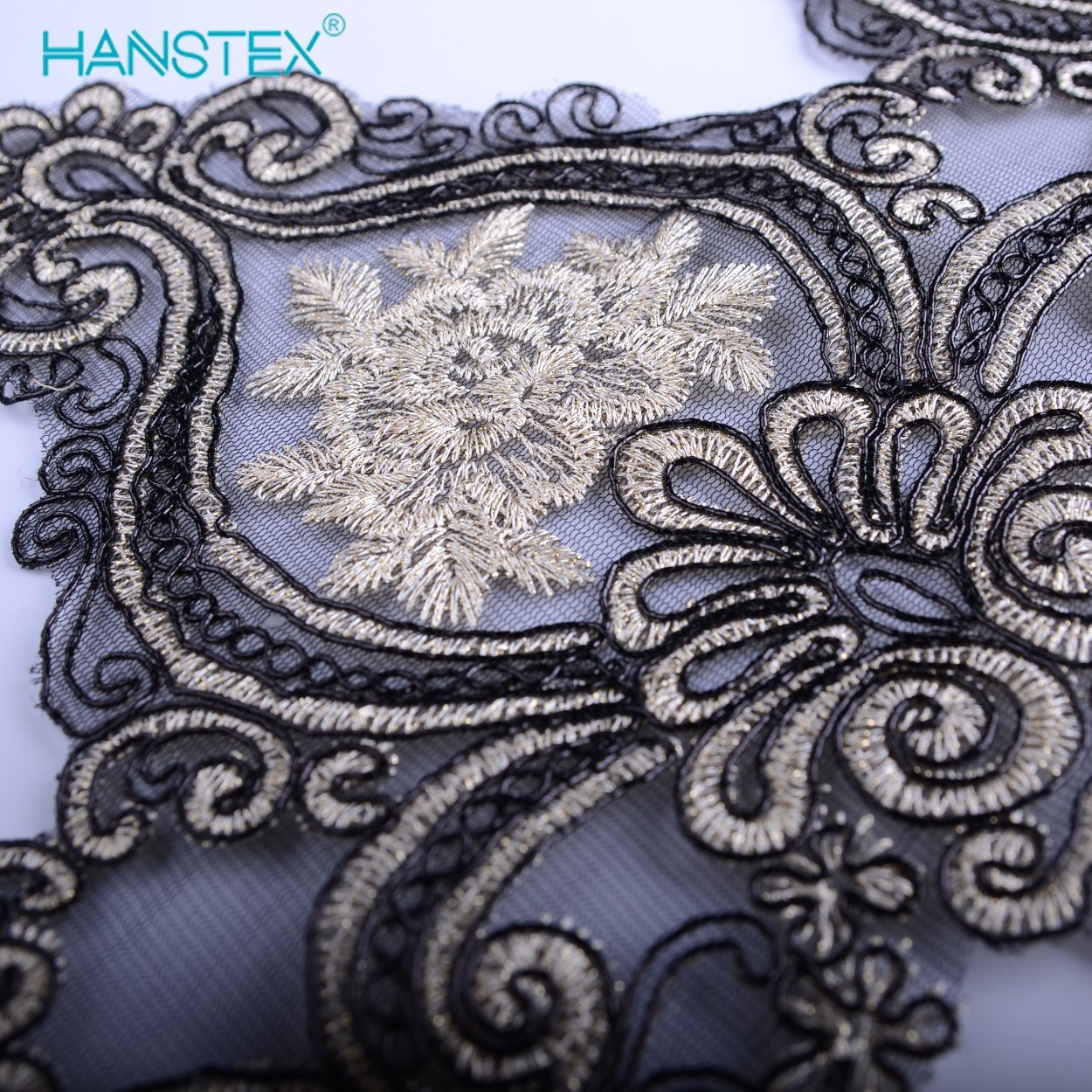 Hans Most Popular New Design Embroidery Lace on Organza