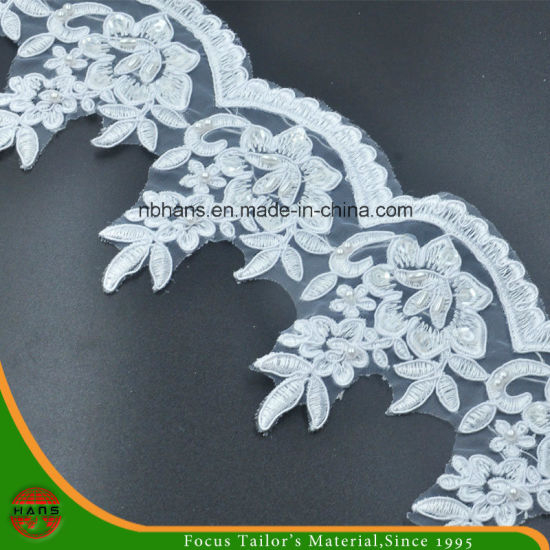 Embroidery Lace on Organza with Beads & Sequins (HD-044)