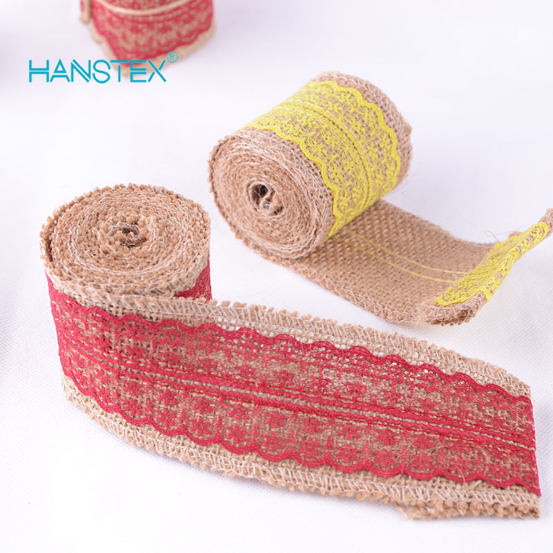 Hans Natural Jute Lace Trimming Ribbon with Colorful Lace Trims Tape for DIY Decor