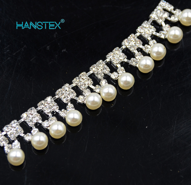 Plastic Beads Decorative Diamond Pearl Chain Metal Rhinestone Chain for Garment Bag Shoe