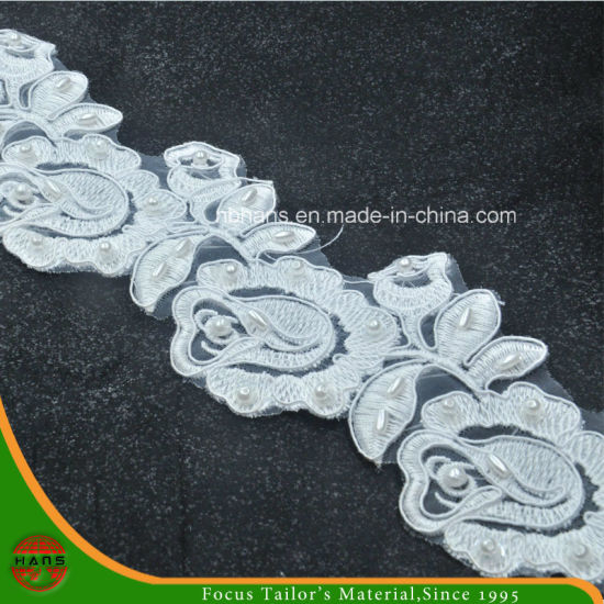 Embroidery Lace on Organza with Beads & Sequins (HD-039)