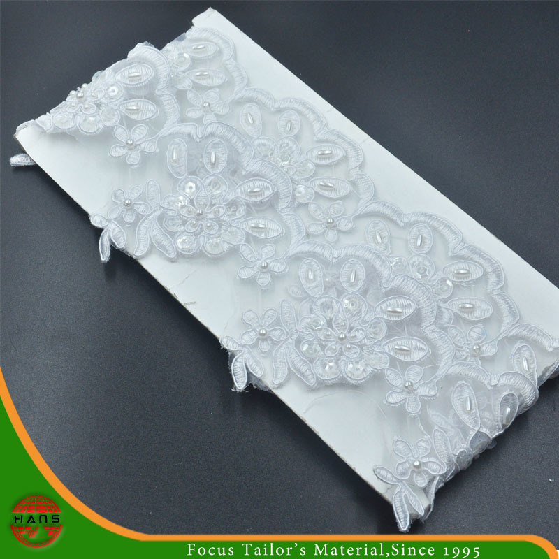 Embroidery Lace on Organza with Beads & Sequins (HD-040)